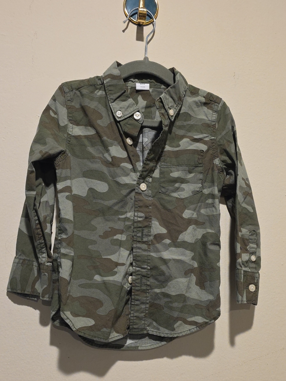 Gap Kids Boys Long Sleeve Camo Button-Up Shirt - Green Camo Size 3